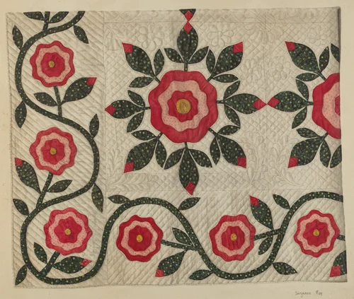 Sections of Applique Quilt by Suzanne Roy, index of american design, 1935-1942