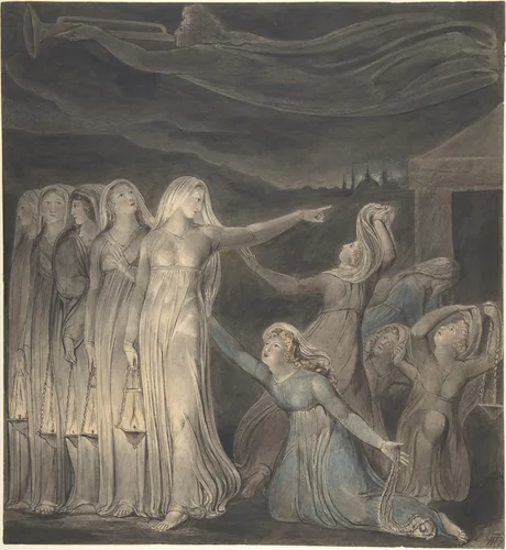 The Parable of the Wise and Foolish Virgins by William Blake, drawing, 1794-1805