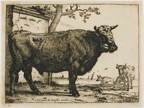 The Bull by Paulus Potter, print, 1650