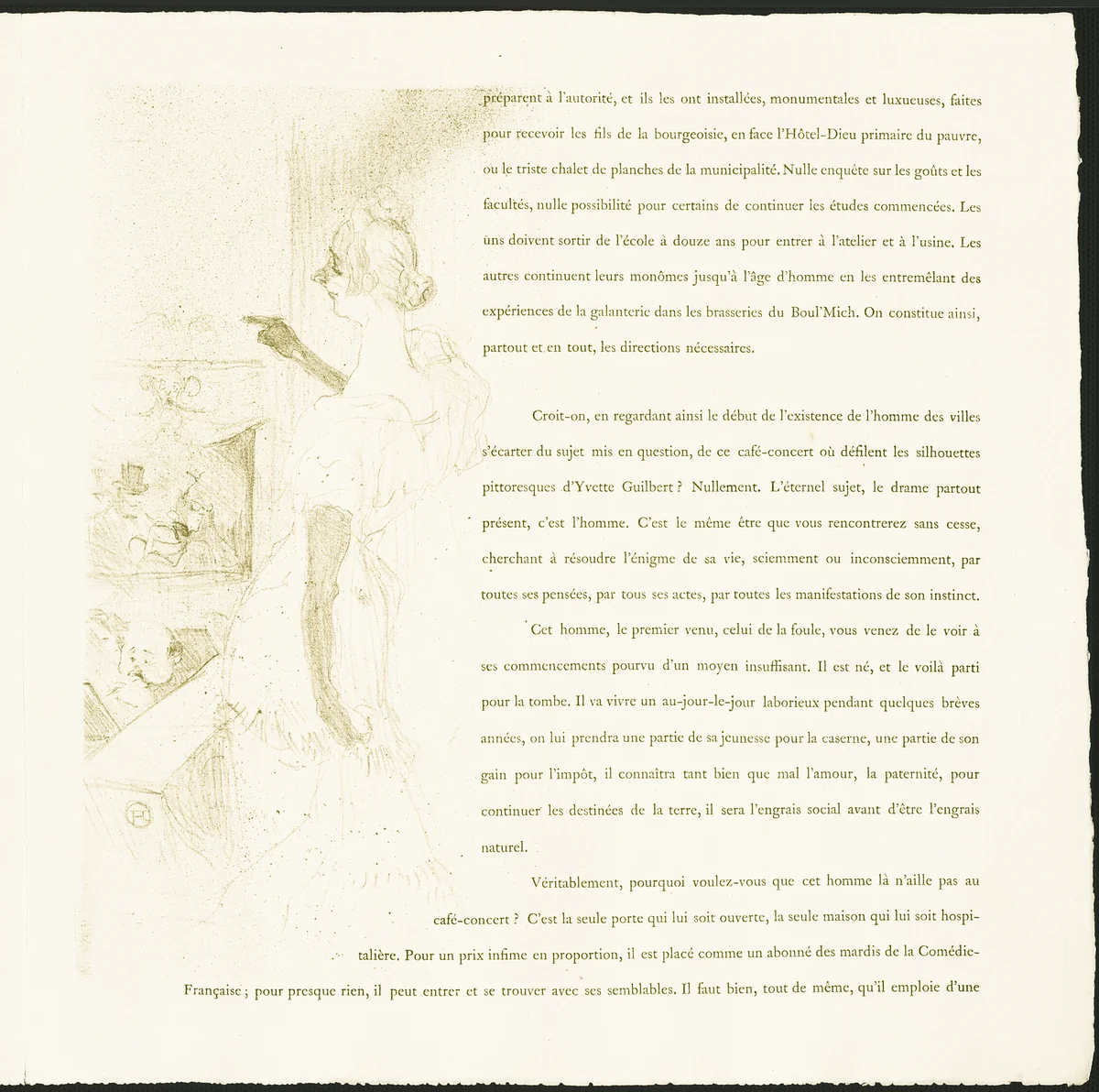 Yvette Guilbert by Henri de Toulouse-Lautrec, print, 1894