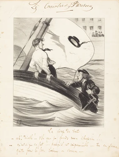 Le Coup de vent by Honoré Daumier, print, 1843