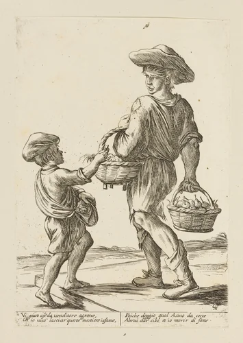 Fruit Seller, from Di Bologna l'Arti per via D'An.ibal' Ca.rac, plate 22 by Giuseppe Maria Mitelli, print, 1660