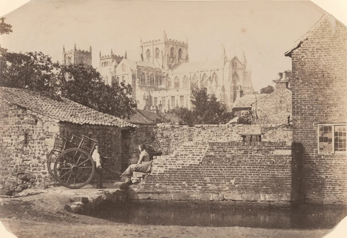 Ripon Cathedral from the Southeast, adjacent to the River Skell by William A. Pumphrey, photograph, 1855