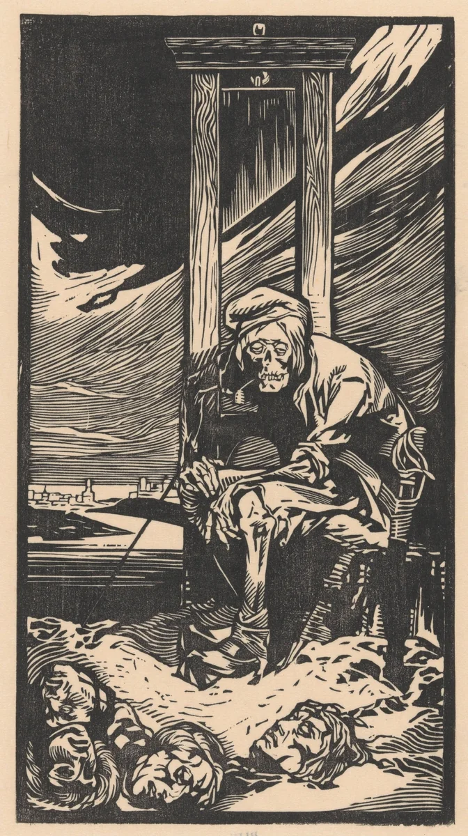 De Dood bij de guillotine by Johannes Josephus Aarts, print, 1881-1934