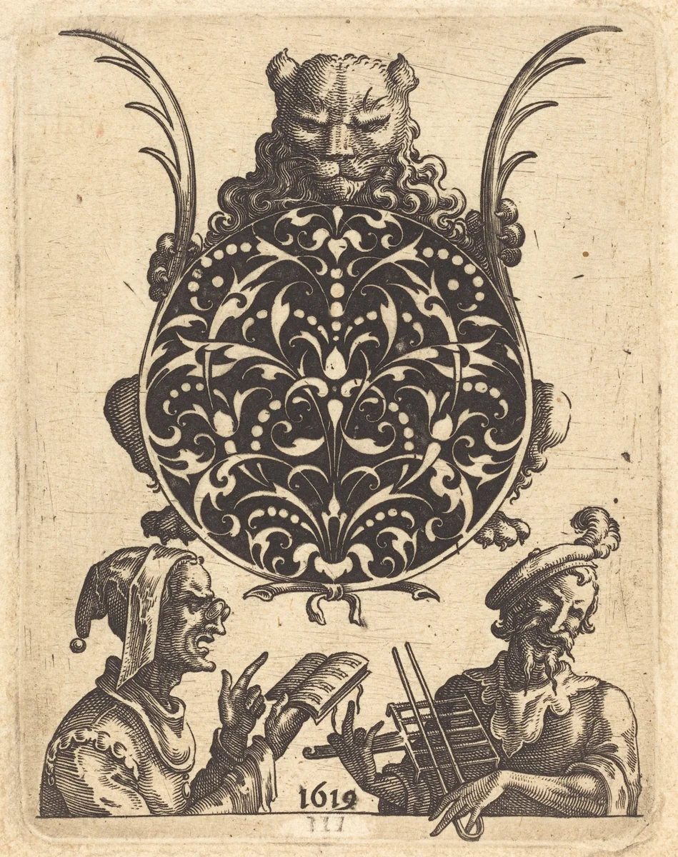 Jewelry Design with a Lion's Head by Jean Toutin, print, 1619