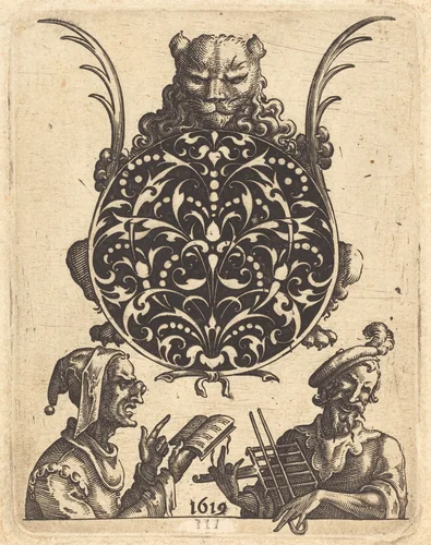Jewelry Design with a Lion's Head by Jean Toutin, print, 1619