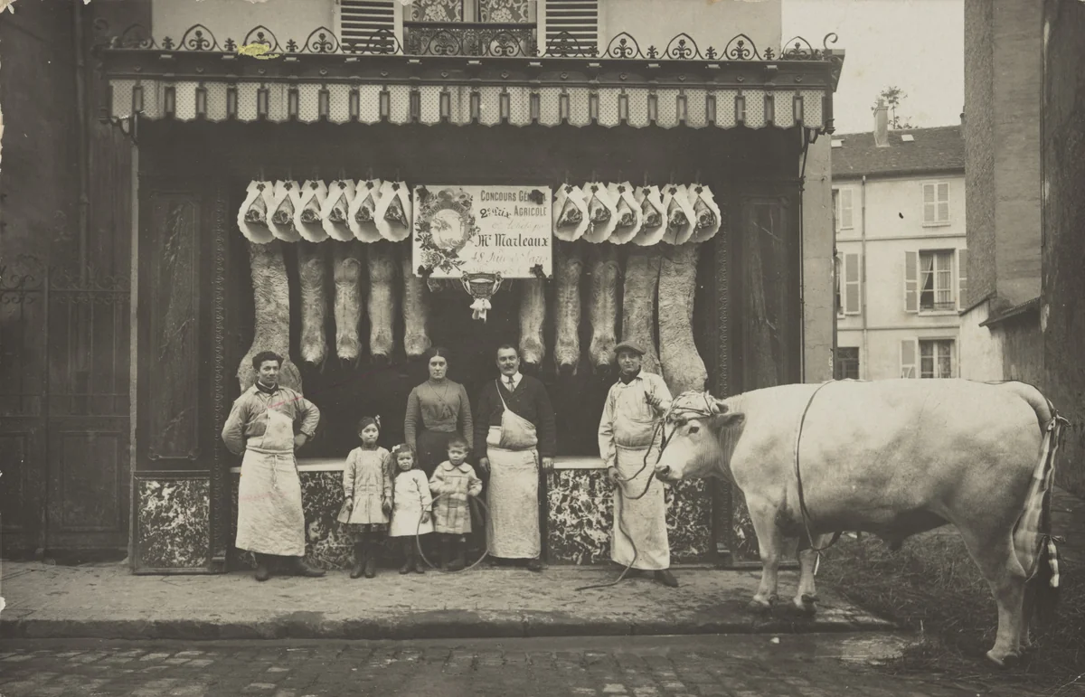 Boucherie Marleaux, Lauréat Concours Agricole 2e prix, 48, rue de Paris, Villeneuve-Saint-Georges by Unidentified Photographer, photograph, 1913