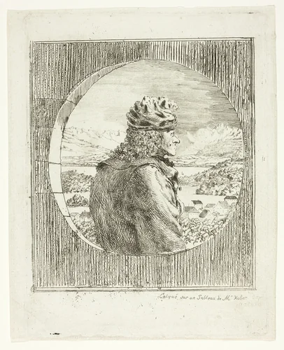 Voltaire Seen in Profile by Jean Huber, print, 1741-1786