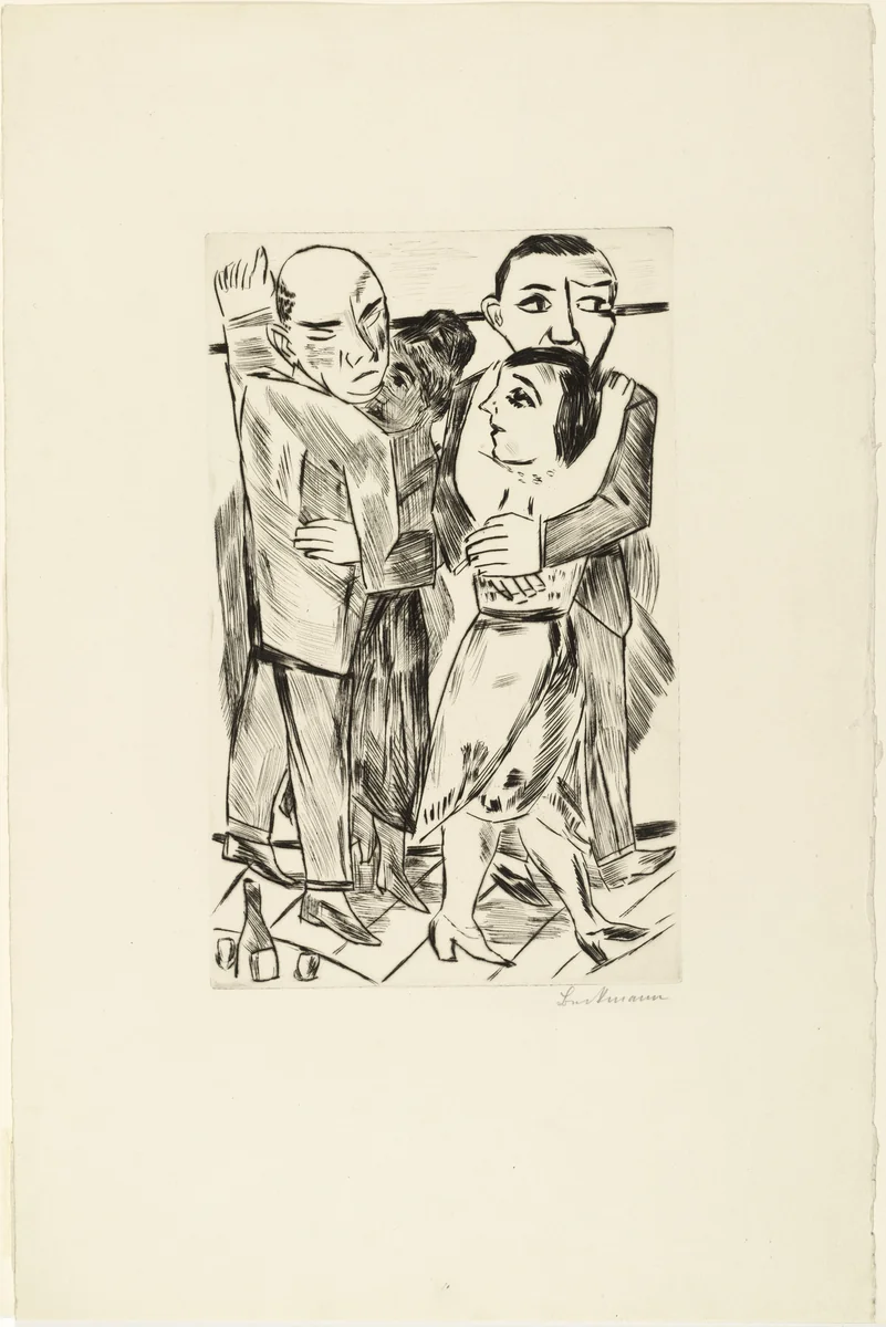 Two Dancing Couples (Zwei Tanzpaare) by Max Beckmann, print, 1923