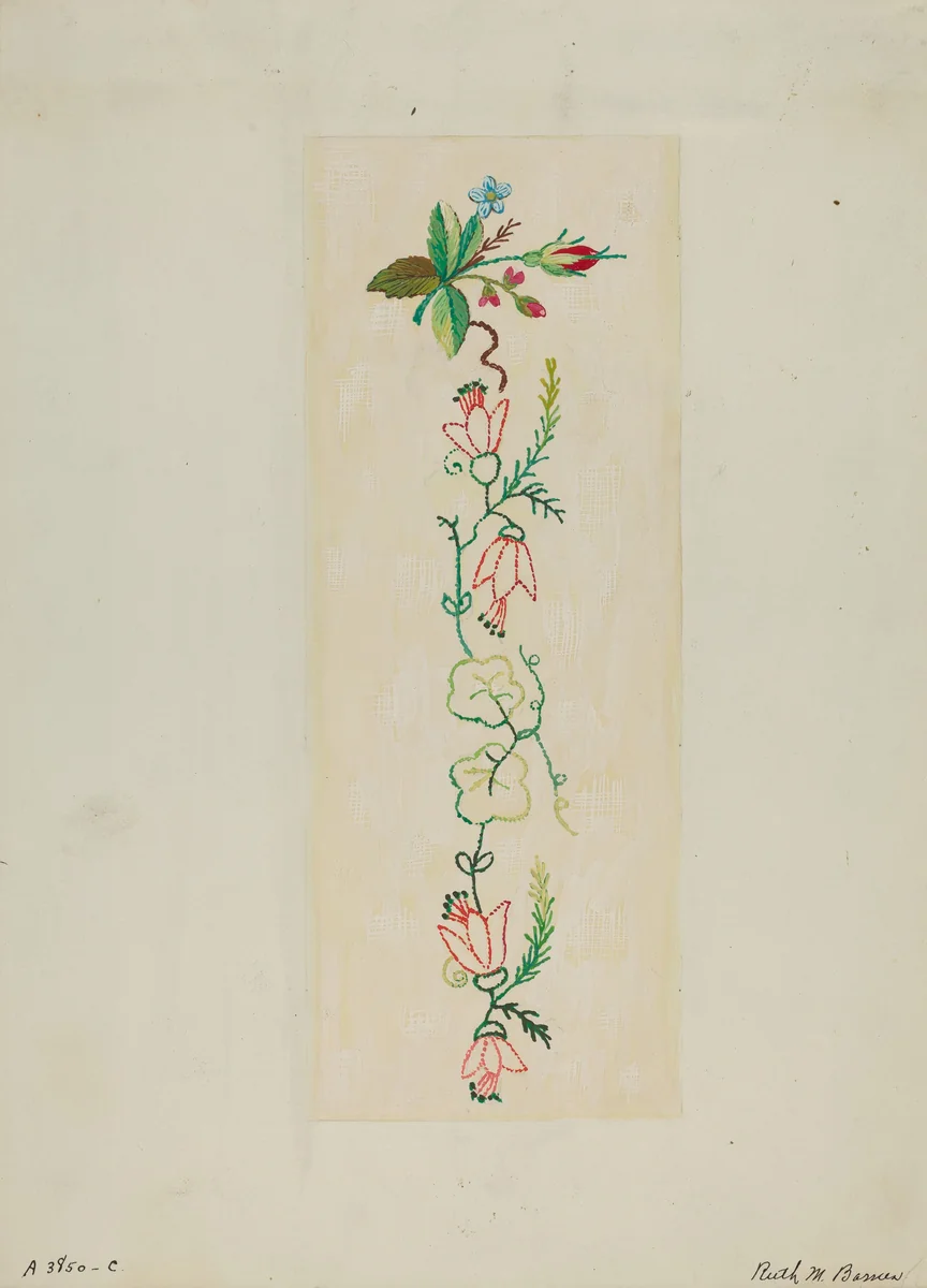 Sampler by Ruth M. Barnes, index of american design, 1937