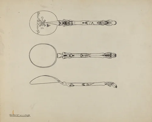 Silver Funeral Spoon by Kalamian Walton, index of american design, 1938