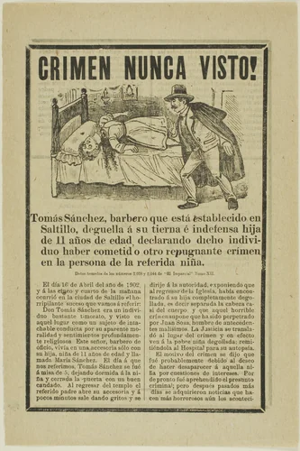 Crime Never Before Seen! (Tomás Sanchez) by José Guadalupe Posada, print, 1902-1913
