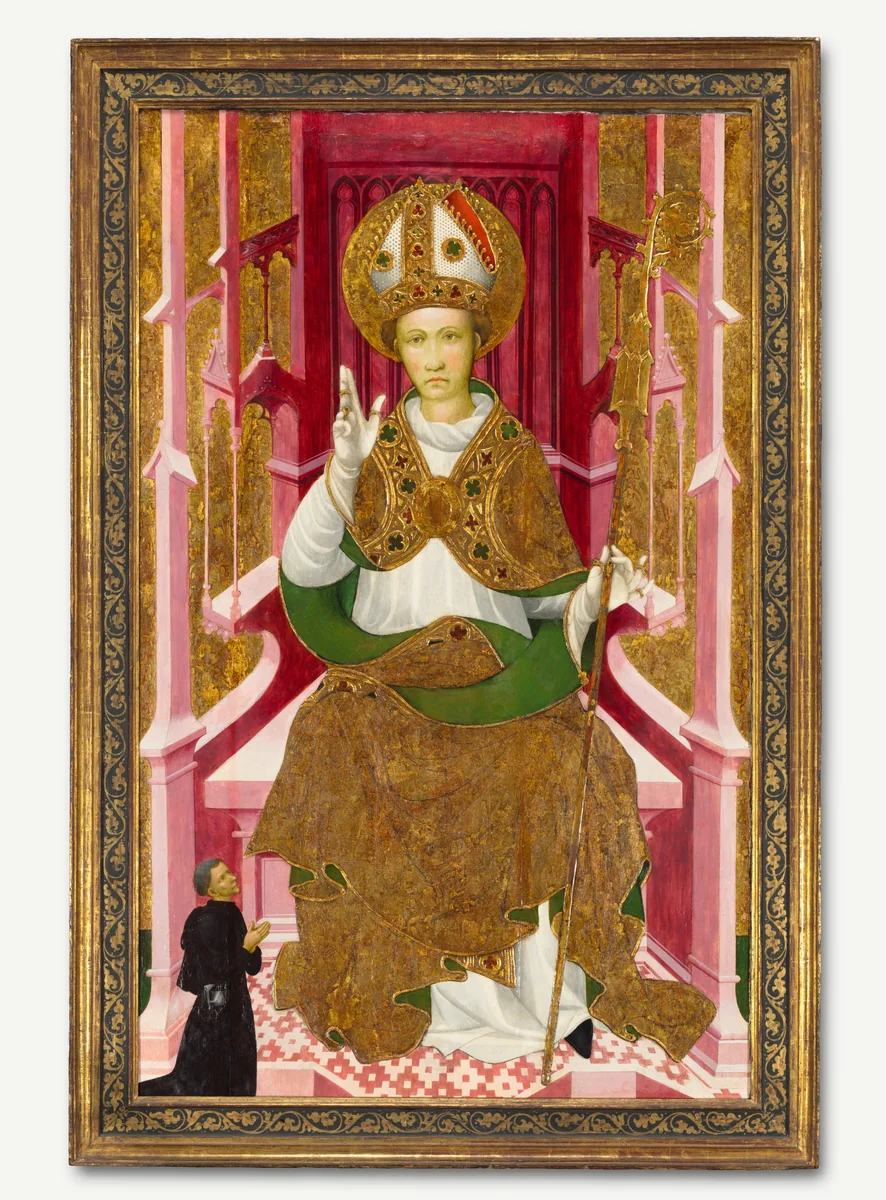 A Bishop Saint with a Donor (Saint Louis of Toulouse?) by Unknown, painting, 1400-1420