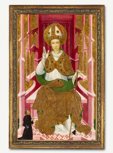 A Bishop Saint with a Donor (Saint Louis of Toulouse?) by Unknown, painting, 1400-1420
