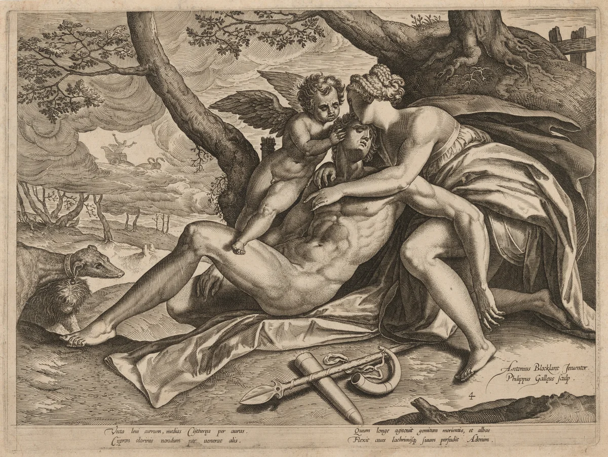 The Death of Adonis by Philip Galle, print, 1574-1584