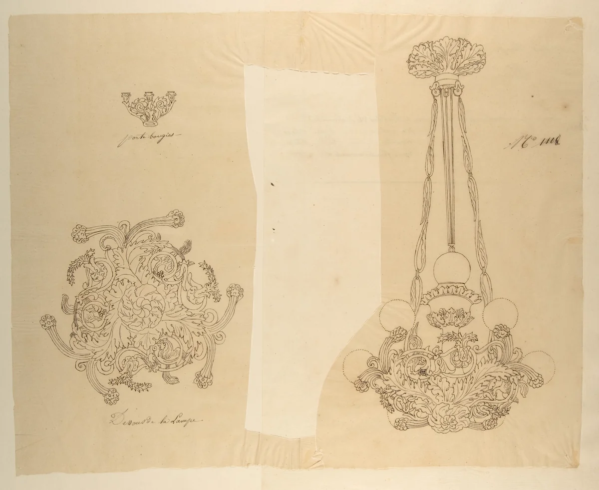 Design for a Chandelier by anonymous, drawing, 1800-1899