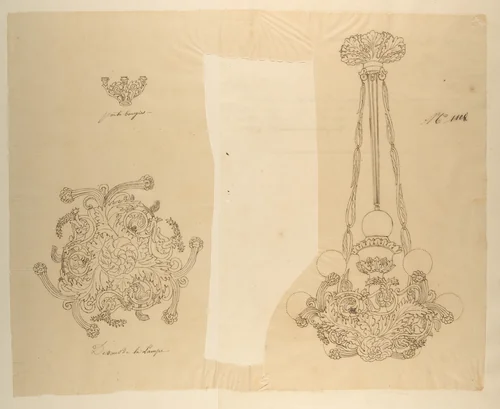 Design for a Chandelier by anonymous, drawing, 1800-1899