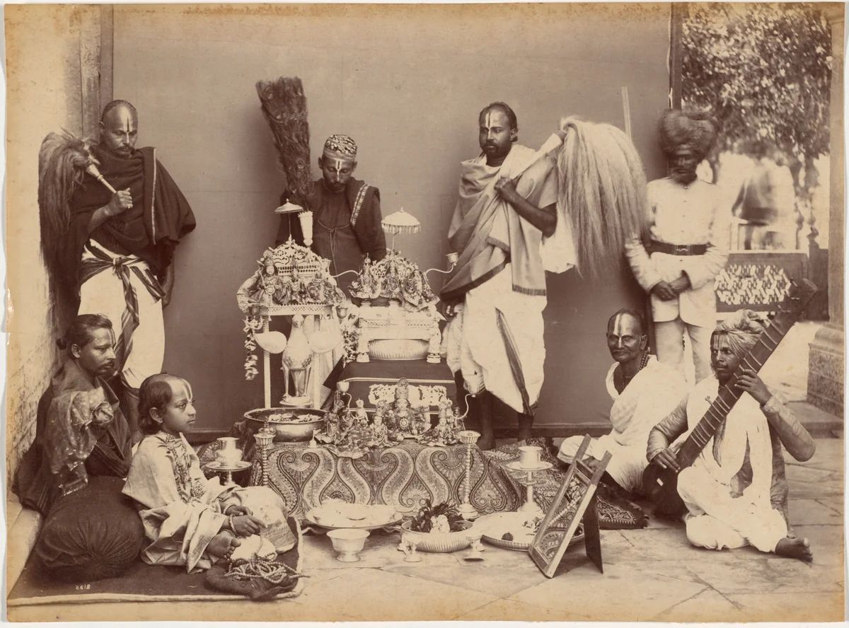 Maharaja of Rewa in Prayer by Raja Deen Dayal, photograph, 1886