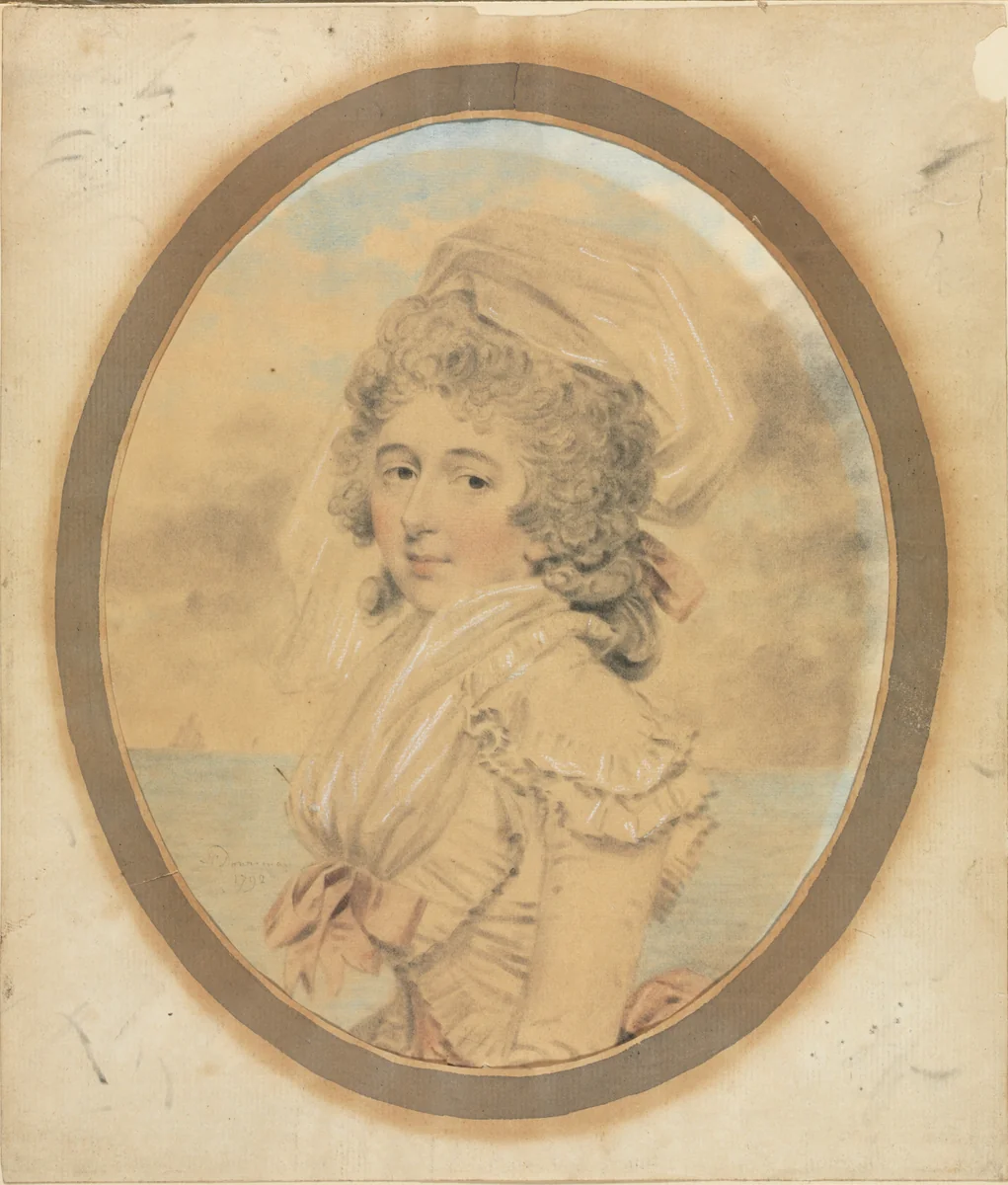 Young Lady with a Pink Bow on Her Bodice by John Downman, drawing, 1792