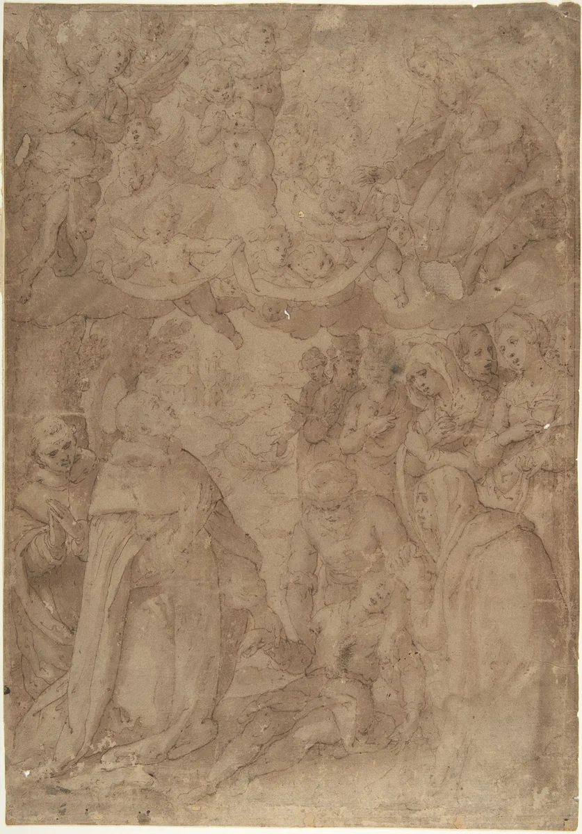 A Saint Healing a Sick Man by anonymous, drawing, 1500-1600