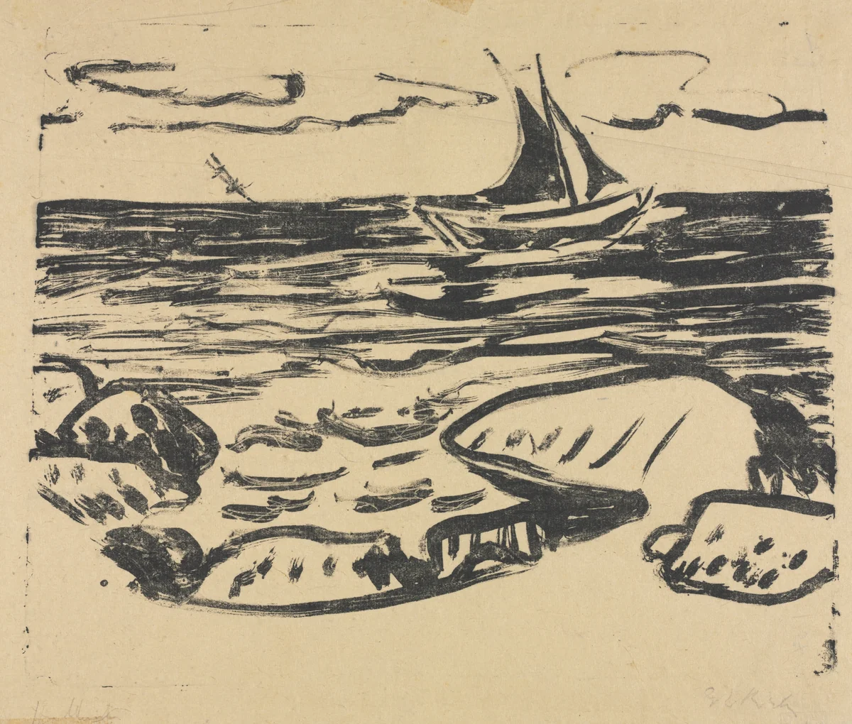 The Sea near Staberhuk by Ernst Ludwig Kirchner, print, 1908