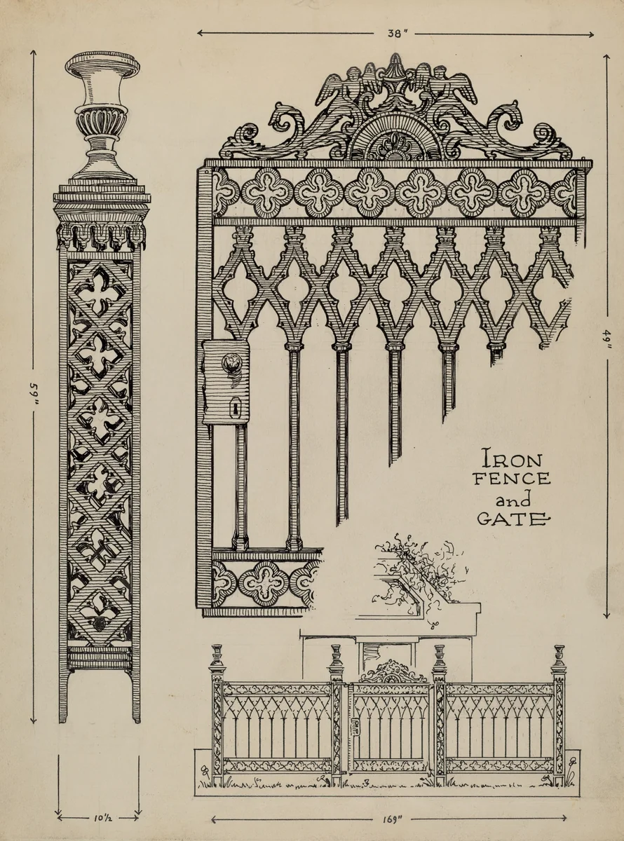 Iron Gate and Fence by Thomas Byrne, index of american design, 1936
