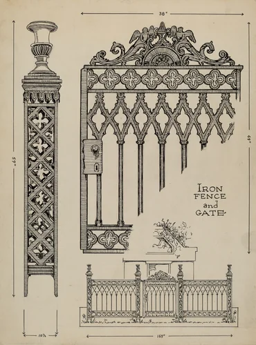 Iron Gate and Fence by Thomas Byrne, index of american design, 1936