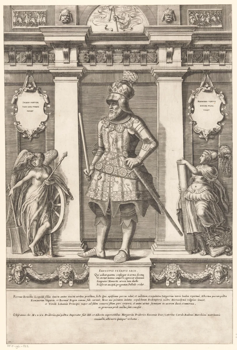 Portret van Ernst I van Habsburg, aartshertog van Oostenrijk by Gaspare Oselli, print, 1569