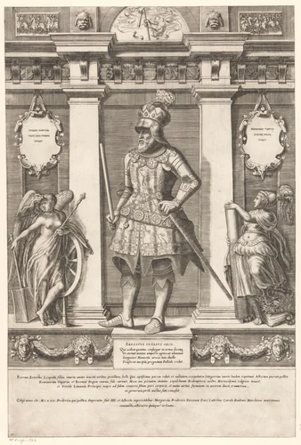 Portret van Ernst I van Habsburg, aartshertog van Oostenrijk by Gaspare Oselli, print, 1569