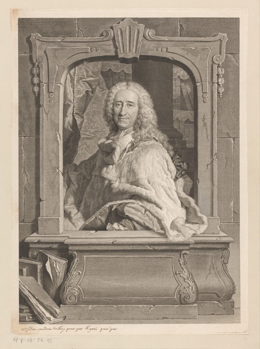 Portret van Jean-Baptiste Silva by Georg Friedrich Schmidt, print, 1742
