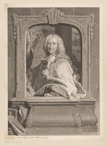 Portret van Jean-Baptiste Silva by Georg Friedrich Schmidt, print, 1742