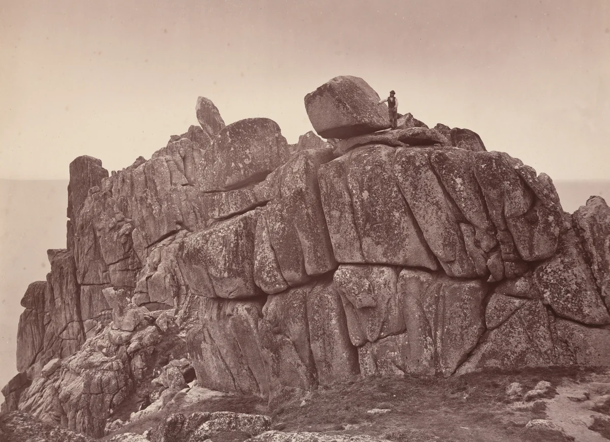 The Logan Rock, South Coast of Cornwall by William May, photograph, 1860-1869