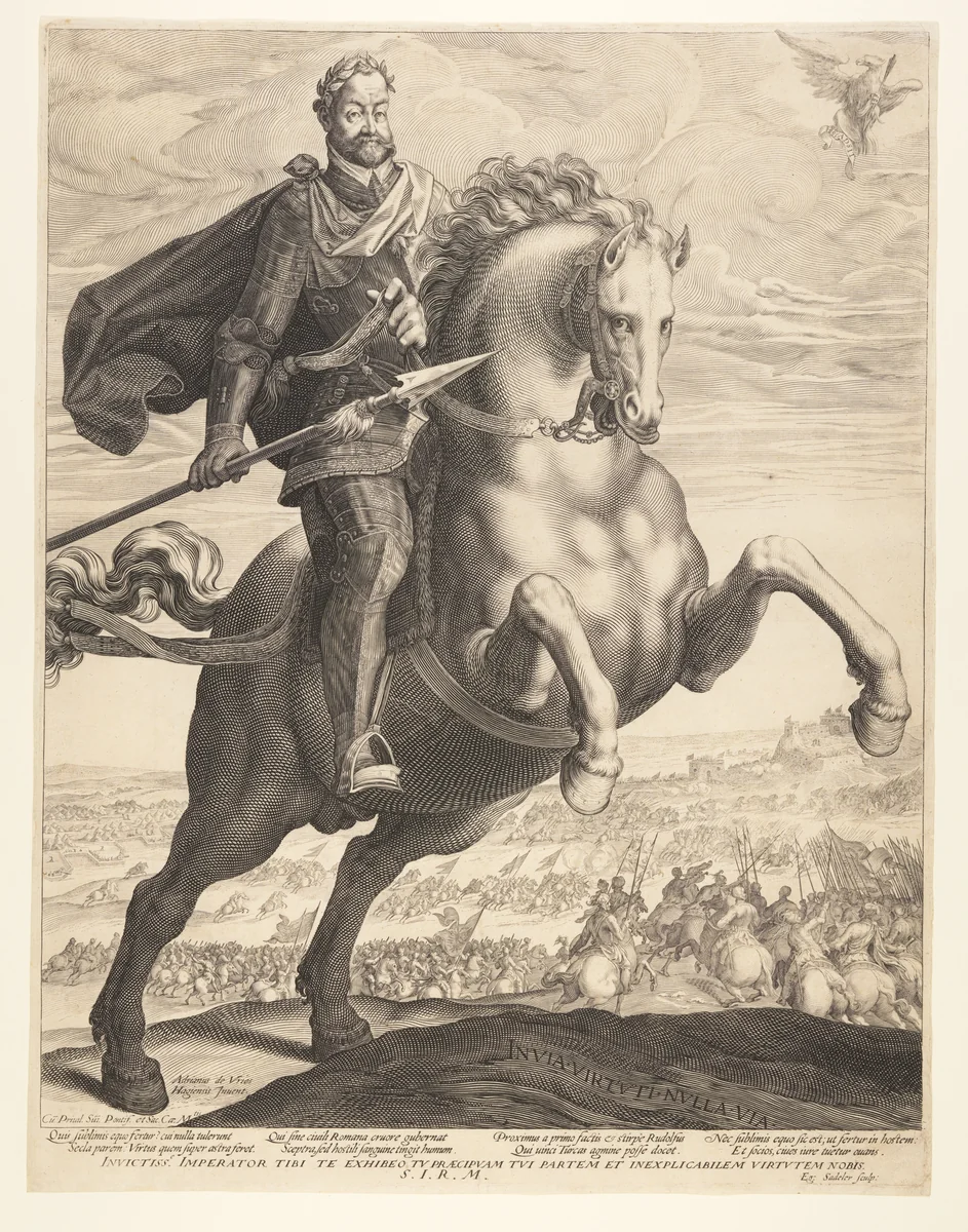Rudolph II on Horseback by Aegidius Sadeler II, print, 1600
