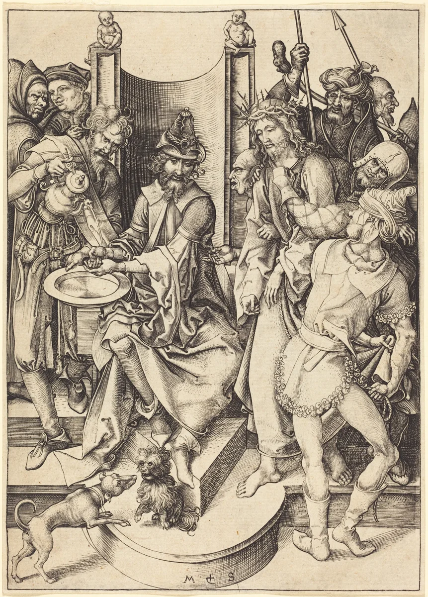 Christ before Pilate by Martin Schongauer, print, 1480