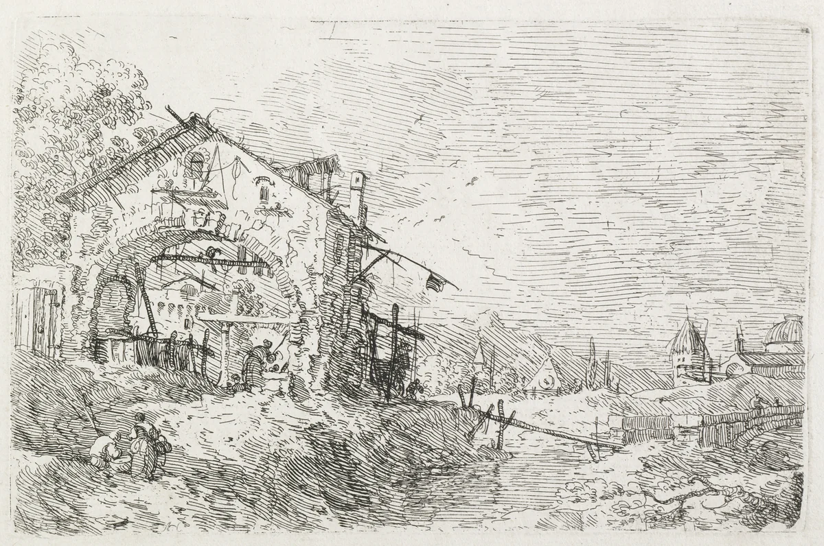 Views: A Woman Drawing Water under an Arch by Antonio Canaletto, print, 1735-1746