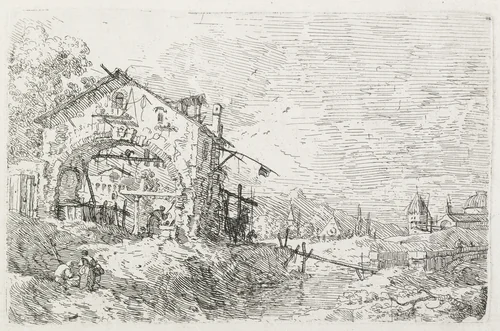 Views: A Woman Drawing Water under an Arch by Antonio Canaletto, print, 1735-1746