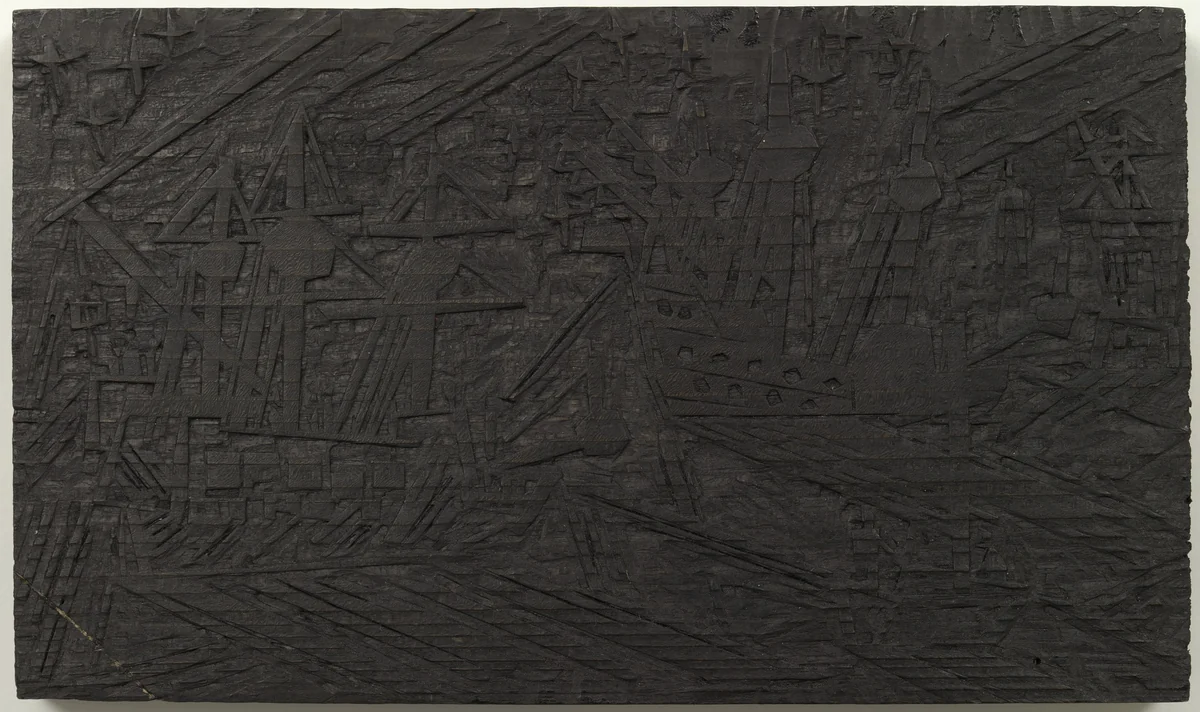 Woodblock for Ships and Stars (Schiffe und Sterne) by Lyonel Feininger, print, 1919