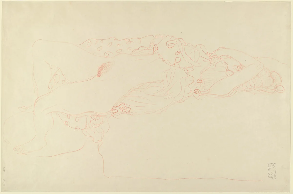 Reclining Woman (Liegender Halbakt nach rechts) by Gustav Klimt, drawing, 1912