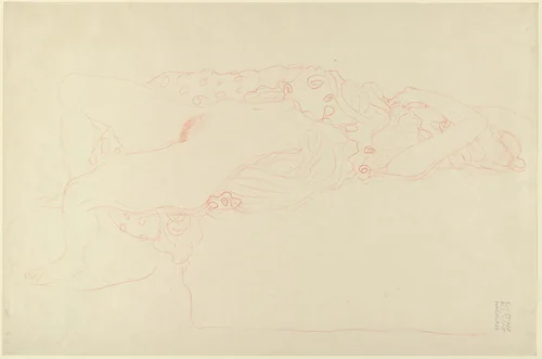 Reclining Woman (Liegender Halbakt nach rechts) by Gustav Klimt, drawing, 1912