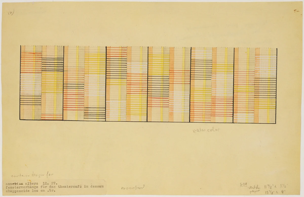 Design for Window Curtain for Theater Café, Dessau by Anni Albers, design, 1927