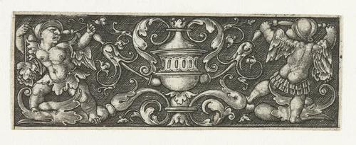 Fries met een vaas tussen twee putti met een helm by Barthel Beham, print, 1521-1525