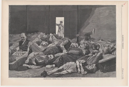 Station-House Lodgers (from "Harper's Weekly," Vol. XVIII) by Winslow Homer, print, 1874