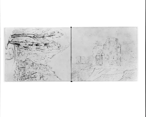 View of Gorge (from Sketchbook) by John William Casilear, artwork, 1834-1838