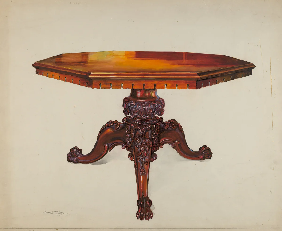 Carved Mahogany Table by Florence Truelson, index of american design, 1937