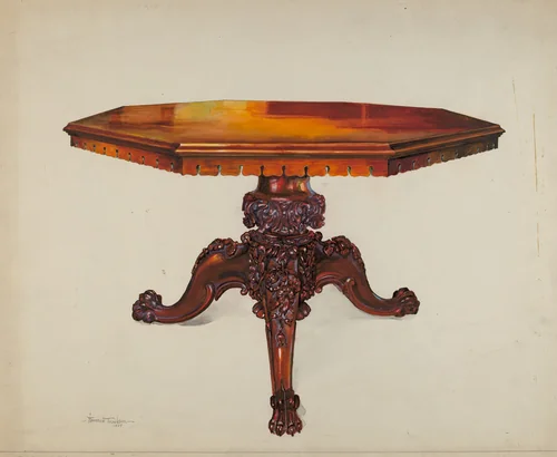 Carved Mahogany Table by Florence Truelson, index of american design, 1937
