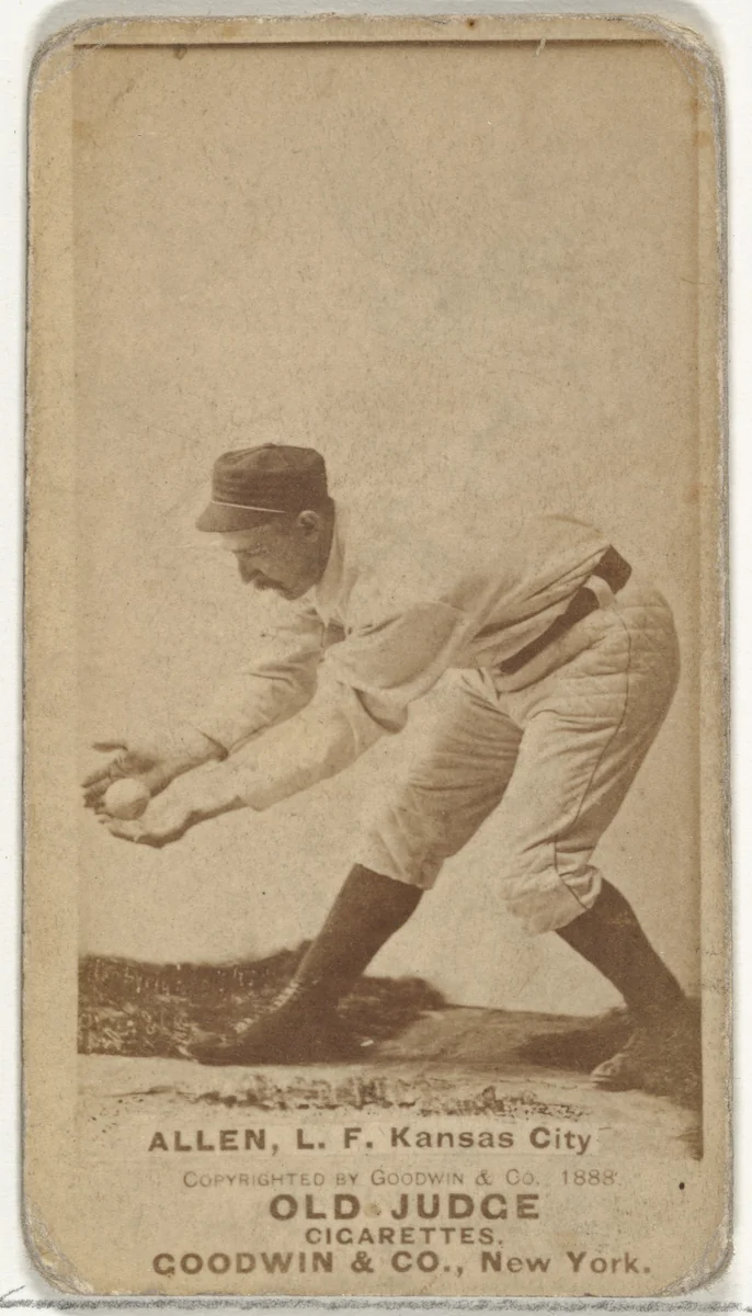 Myron Smith Allen, Left Field, Kansas City Cowboys, from the Old Judge series (N172) for Old Judge Cigarettes by Goodwin & Company, photograph, 1888