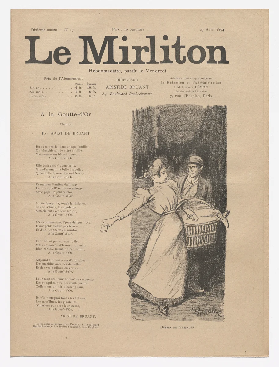 Le Mirliton, no. 17 by Théophile-Alexandre Steinlen, periodical, 1894