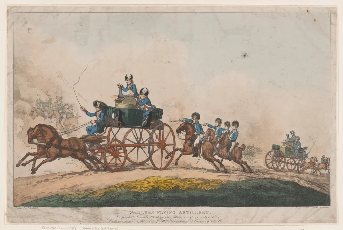 Sadlers Flying Artillery by Thomas Rowlandson, print, 1798