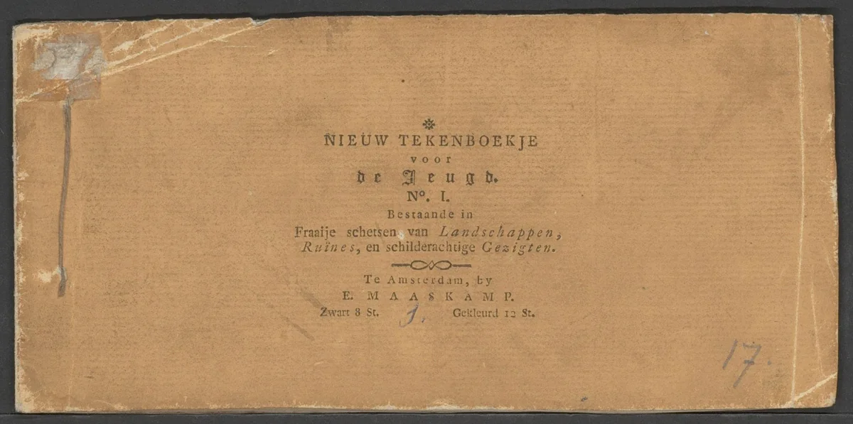 Tekenboekje met landschappen, ruïnes en gezichten by anonymous, print, 1787-1834
