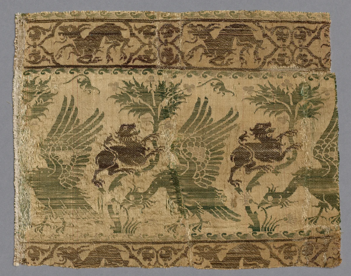 Silk and Gold Textile by Unknown, textile, 1360-1400